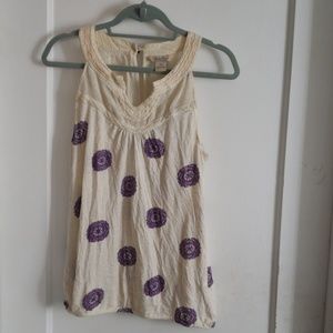 Lucky Brand M Purple Cream, Sleeveless Top